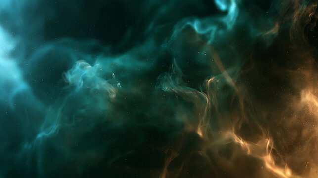 Abstract Space Nebula Background with Glowing Gas Clouds