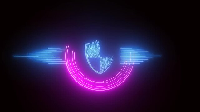 protection radar screen with glowing neon light effect background