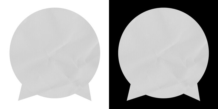 Textured crumpled paper circular speech bubble isolated transparent