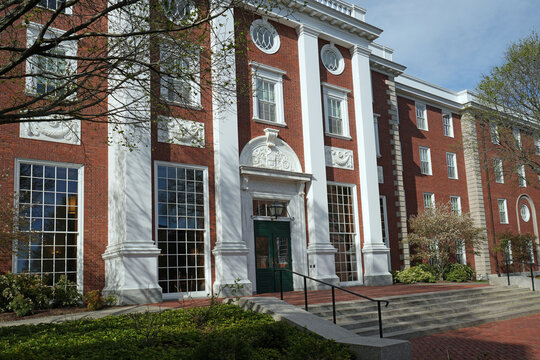 Entrance to Bloomberg Center at Harvard University Business School
