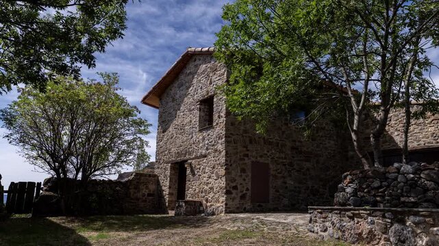 house and mountain landscape near the small village of cervoles in spain