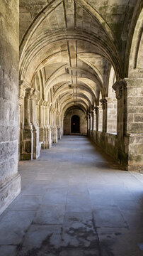 Stone hallway in the cloister of Santa Maria Monastery