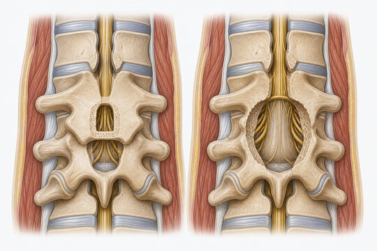 Spinal decompression comparison with laminotomy and laminectomy
