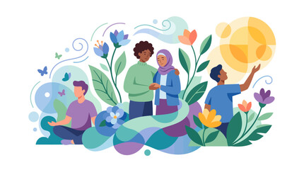 Naklejka premium Diverse People in Nature Flat Vector Illustration
