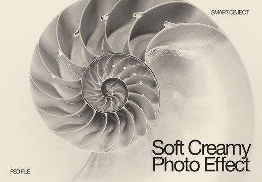 Soft Creamy Photo Effect PSD Template, Vintage Retro Image Filter Mockup with Smart Object, Aesthetic Warm Grain and Smooth Matte Finish for Photography and Creative Branding
