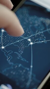 Fingertip traces routes across North American network