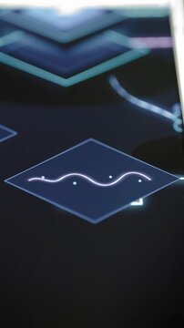 Violet signal wave crosses four monitoring points