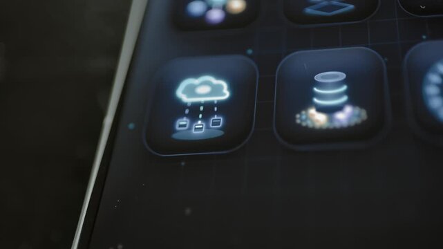 Cloud synchronization and database icons share interface