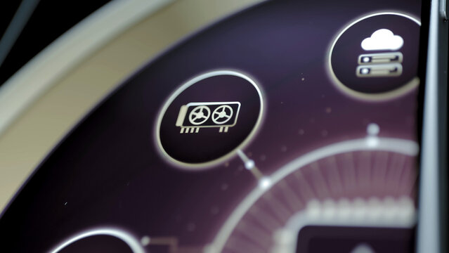 Dual fan GPU icon glows beside cloud connection