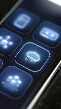 Glowing rain cloud fills selected interface tile