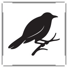 Fototapeta premium Bird Perched on Branch Silhouette Vector Logo