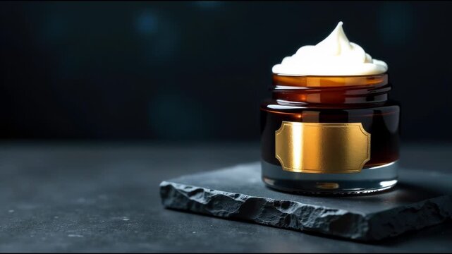 A jar of whipped cream sitting on a stone, a sweet and simple treat