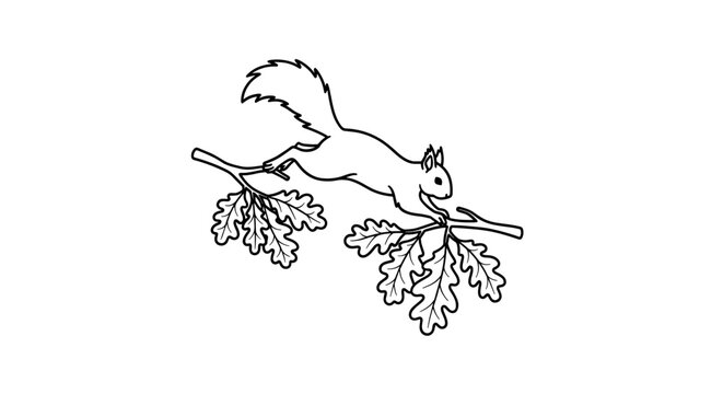 Gone vector squirrel jumping between oak branches