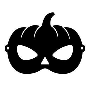 Black Silhouette of a Halloween Pumpkin Mask Jack-o-lantern Face Design Element for Party Costumes and Festive Decorations