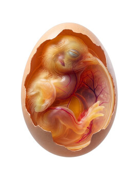 Chick in development inside egg