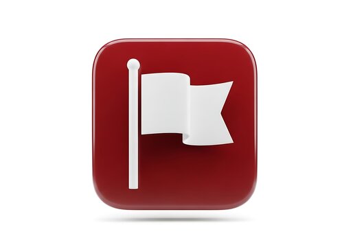 Red square icon with white flag
