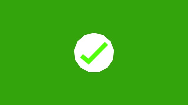 Green Checkmark Verified Badge Approved Choice Tick Mark Icon Motion Graphics Overlay Animated Success Signal Graphic Isolated Green Background** *(136 characters
