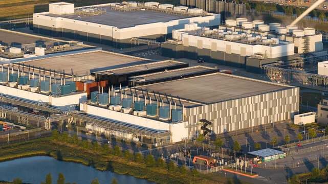 Aerial view of Hyperscale Data Center Campus in Eemshaven, Netherlands