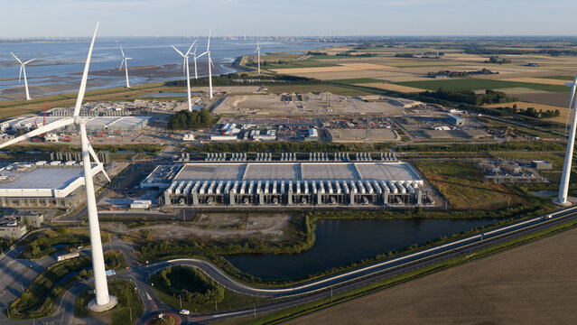 Aerial view of Hyperscale Data Center Campus in Eemshaven, Netherlands