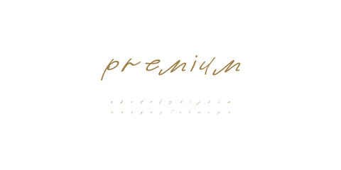 Naklejka premium Premium Luxury Font Logo Alphabet, Gold Branding Logo Signature Calligraphy Letters, Elegant Handwritten Typography Script for Label Boutique Identity. Craft Fonts. Vector Typeset