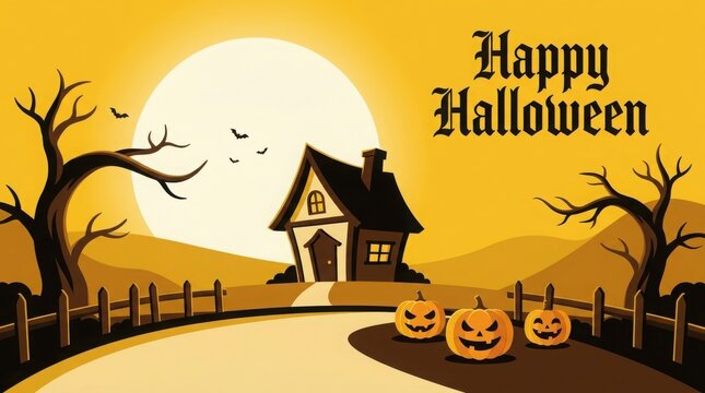 Embrace the spooky season with this captivating halloween design featuring a haunted house glowing pumpkins and a mesmerizing moonlit backdrop perfect for