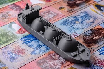 An LNG or oil tanker for maritime transport, energy resources and their movement. An LNG tanker © chernikovatv