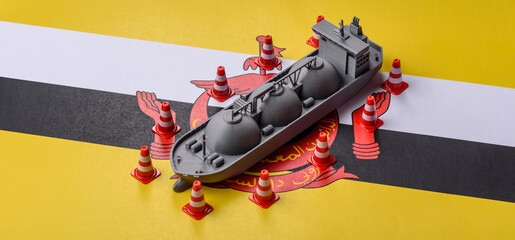 Embargo, ban, sanctions, or seizure regarding LNG tanker shipments. A ban on LNG shipments © chernikovatv