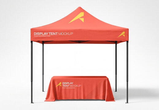 Display Tent Mockup with Table Cover
