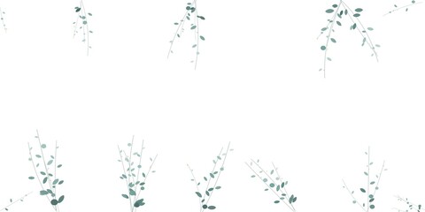 Fototapeta premium minimalist soft green leaf branches border design with clean white space ideal for elegant invitation card background
