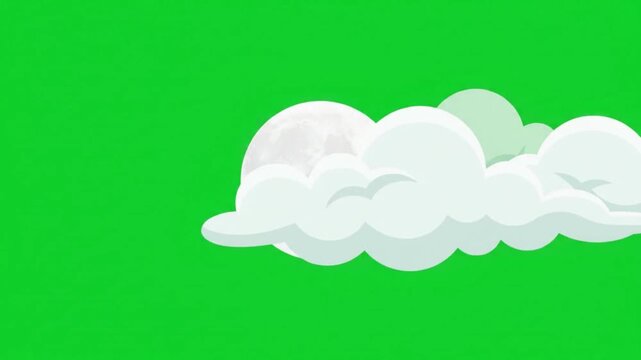 Heavy clouds passing quickly in front of full moon animation on green screen
