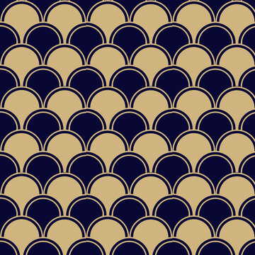 seamless blue and cream fish scale pattern 