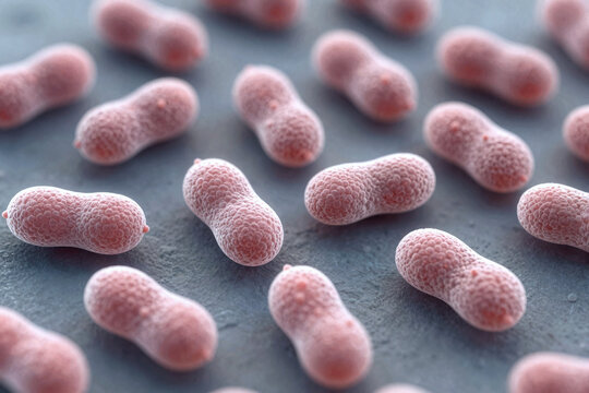 Close-up view of pink bacteria on a surface illustrating microbial life
