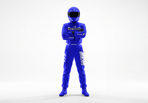 Racing Suit Mockup with Helmet