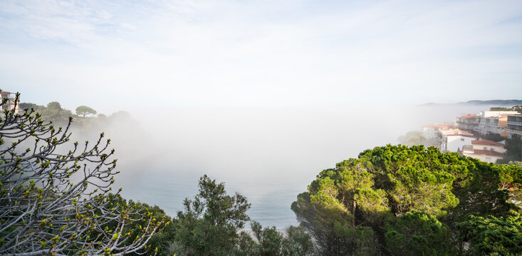 Panoramic view of spain coastline on a sunny summer day