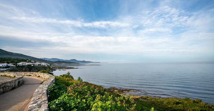 Panoramic view of spain coastline on a sunny summer day