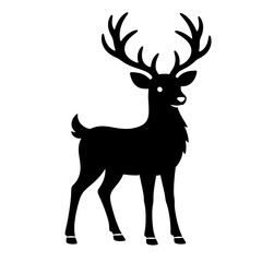 Standing reindeer with antlers silhouette icon © IndahSuryati