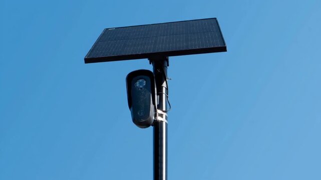 Solar Powered License Plate Recognition Security Camera on Pole