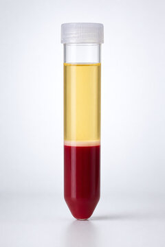 Separated blood sample in centrifuge tube illustration