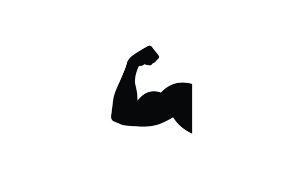 Male bicep muscle flexing silhouette representing bodybuilder strength, weightlifting training, and masculine power.