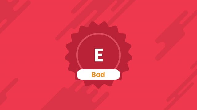 Blue C Grade Decent Rating Badge Animation with Stars and Abstract Background Prores 4K 60 fps