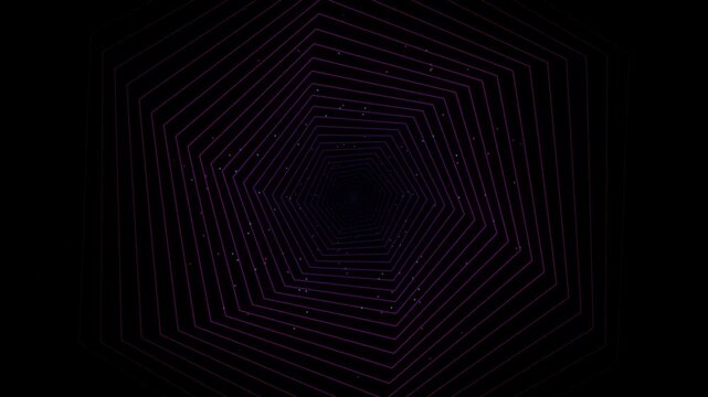 Neon Hexagon Tunnel Color Shift Geometric Motion Loop