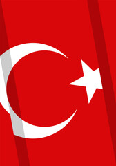 Obraz premium Turkey Flag Vector Background, Geometric Modern Turkish Flag Close-Up Concept, Crescent Moon and Star Design, National Holiday Republic Day Poster Layout, Red and White Color Palette