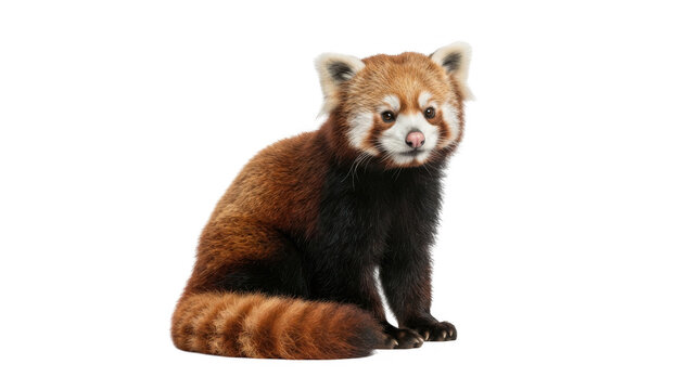 Cute red panda sitting isolated on transparent background for wildlife design projects