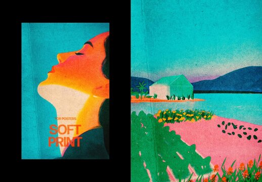 Vertical Soft Print Effect For Poster And Print Design