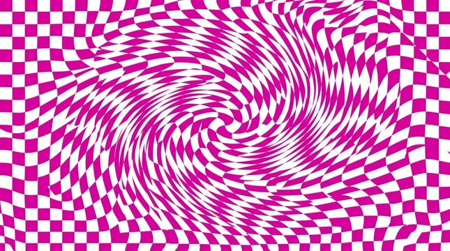 Hypnotic Pink Spiral Psychedelic Wavy Checkerboard Illusion Background