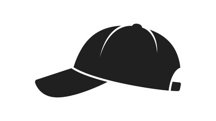 Fototapeta premium Black baseball cap silhouette against a white background