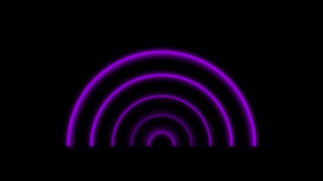 Pulsing neon purple concentric semicircles on a black background for tech visual