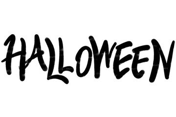 Halloween text calligraphy isolated background. Hand drawn spooky typography illustration for holiday celebration card, poster, t-shirt design. © rama