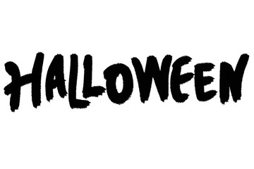 Halloween text calligraphy isolated background. Hand drawn spooky typography illustration for holiday celebration card, poster, t-shirt design. © rama