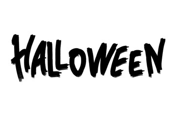 Halloween text calligraphy isolated background. Hand drawn spooky typography illustration for holiday celebration card, poster, t-shirt design. © rama